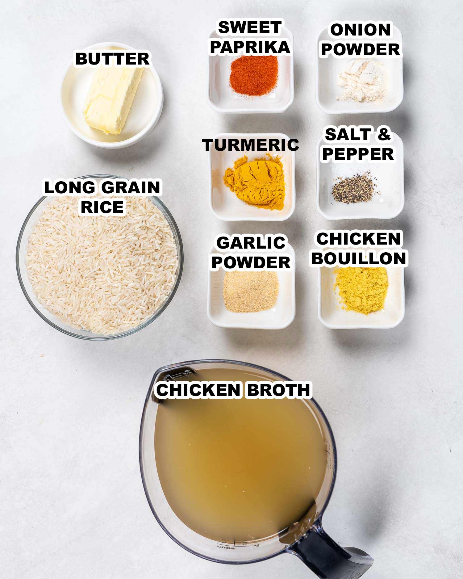 ingredients needed to make yellow rice.