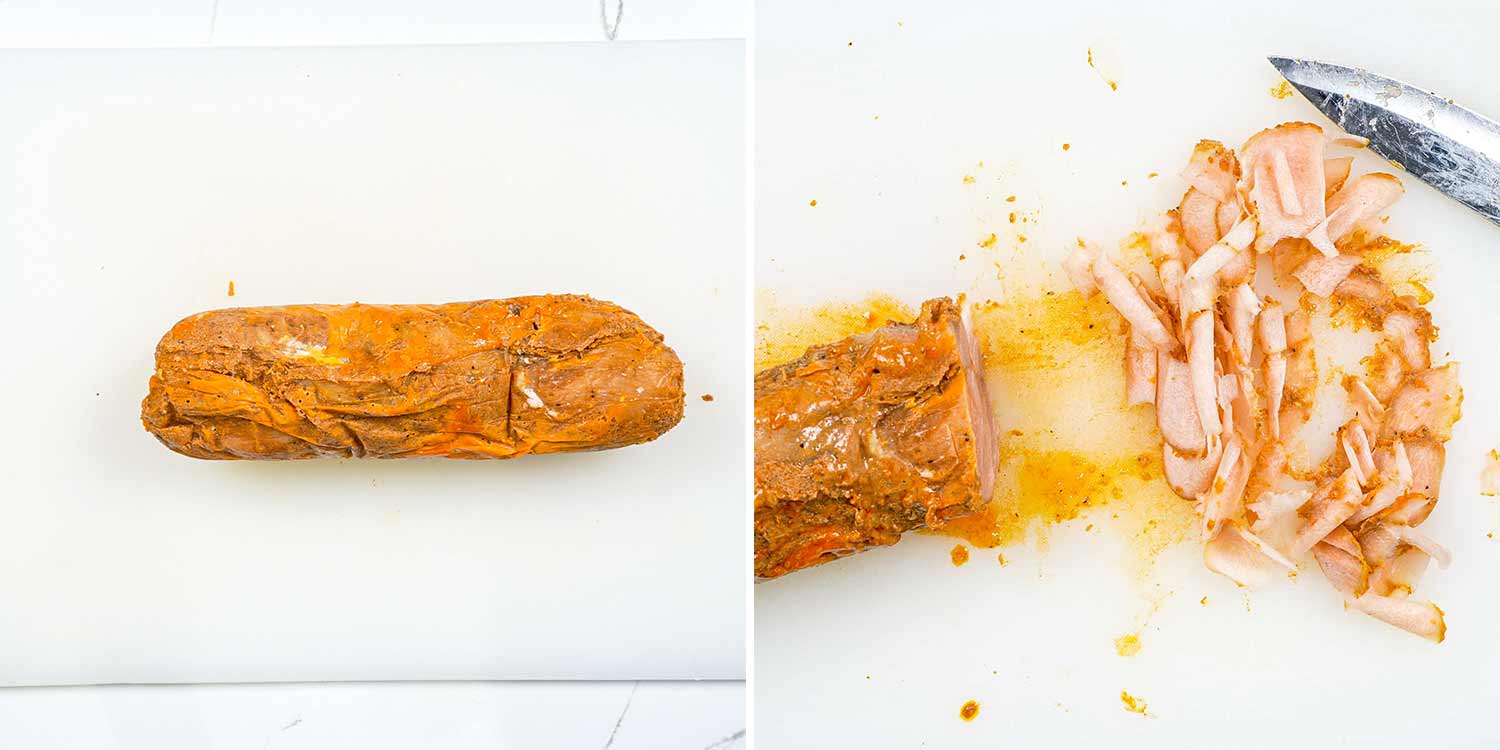 process shots showing how to make chicken doner kebab.
