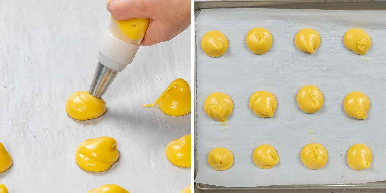 process shots showing how to make choux pastry.