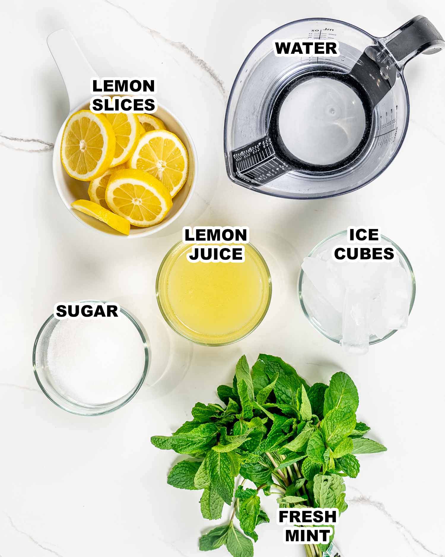 ingredients needed to make lemonade.