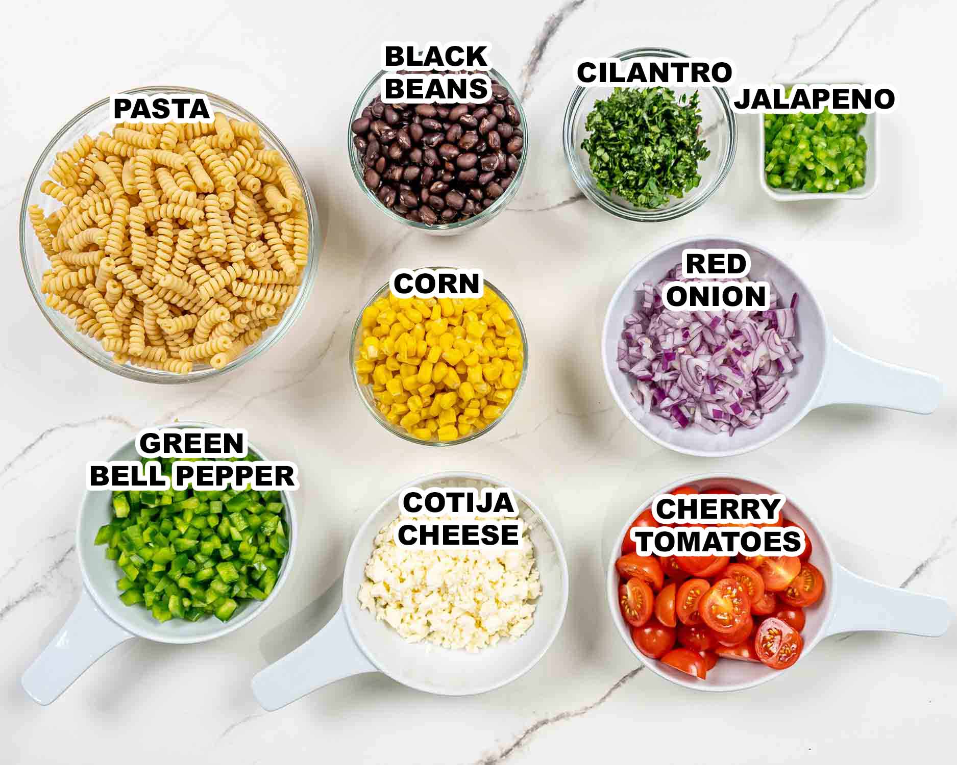 ingredients needed to make southwest pasta salad.