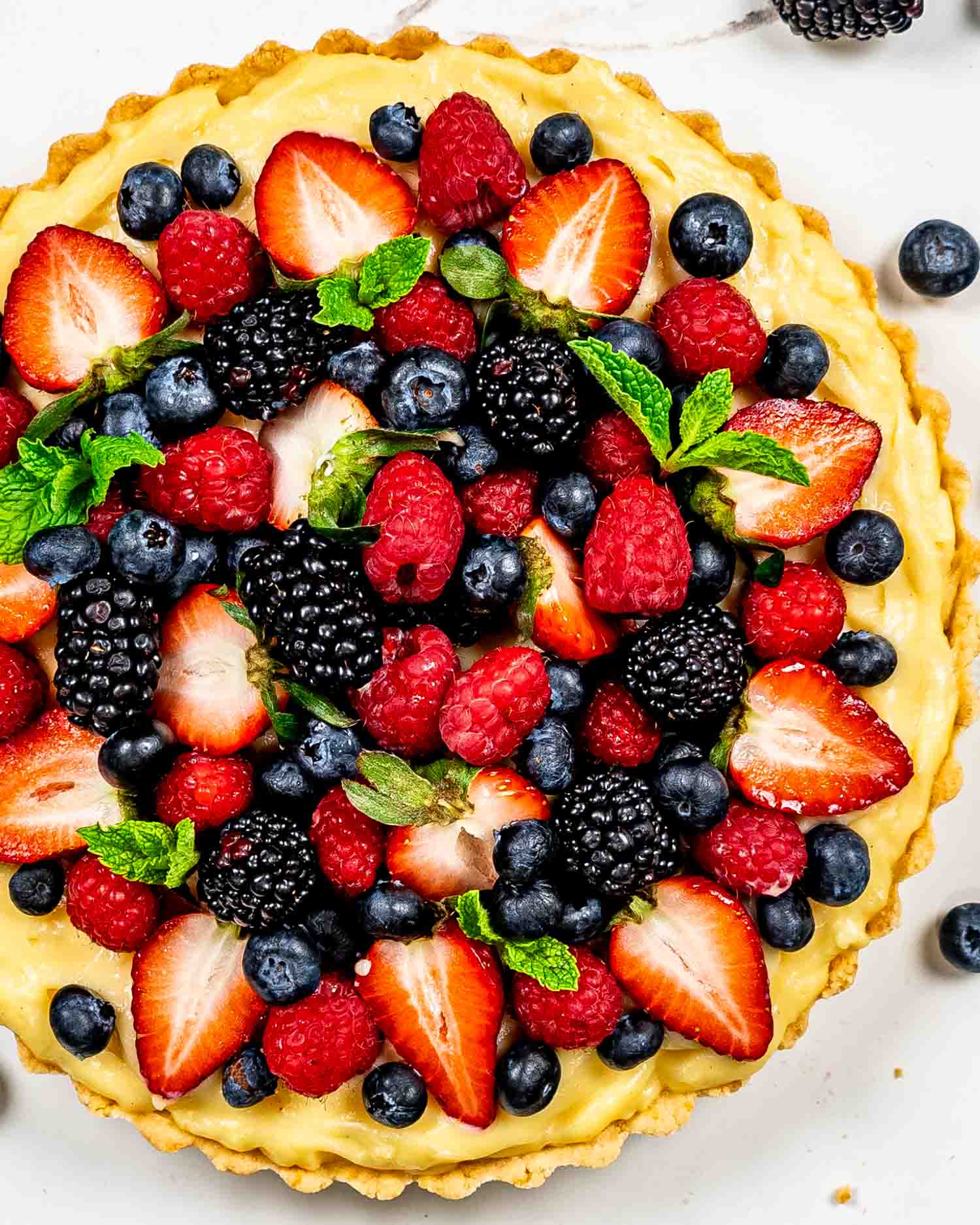 a gorgeous freshly made berry tart.