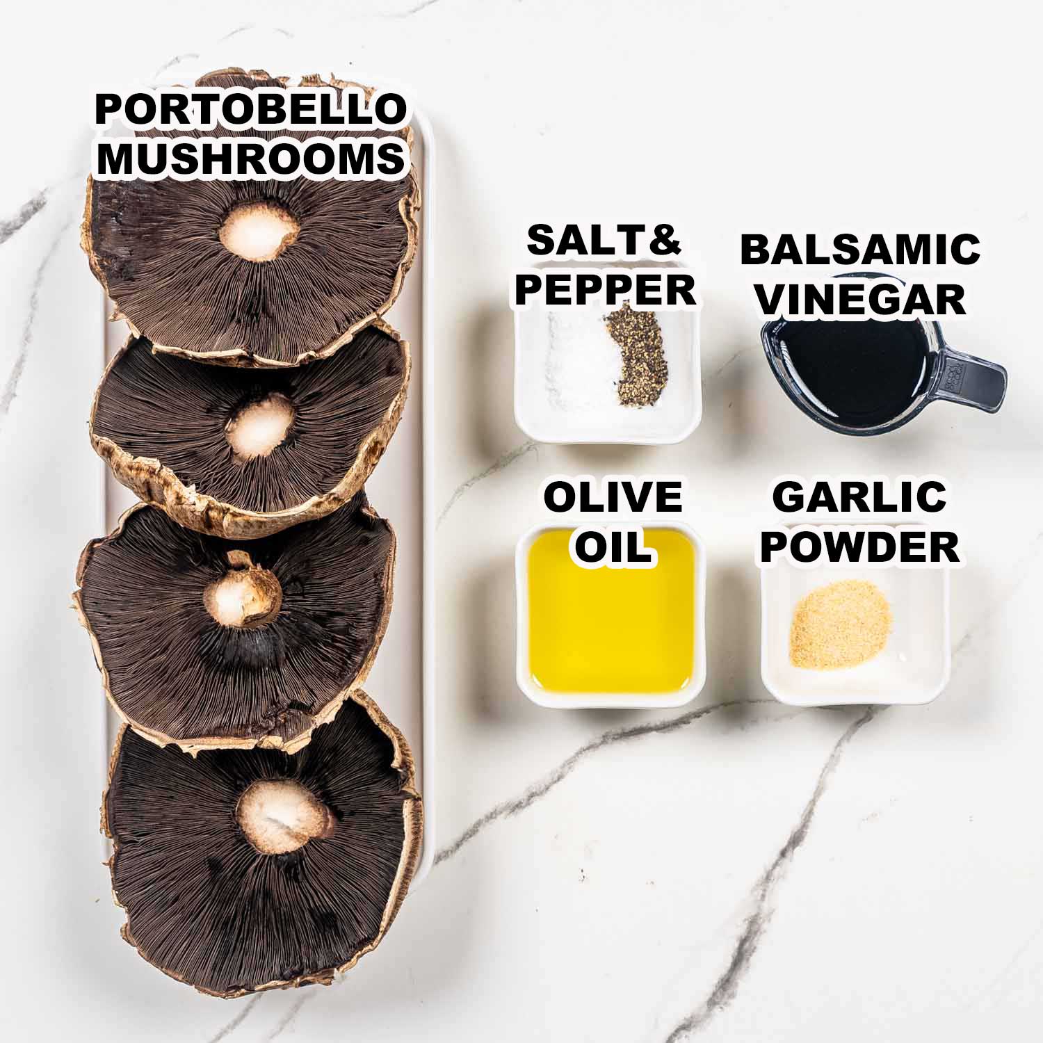 ingredients needed to make grilled portobello mushrooms.