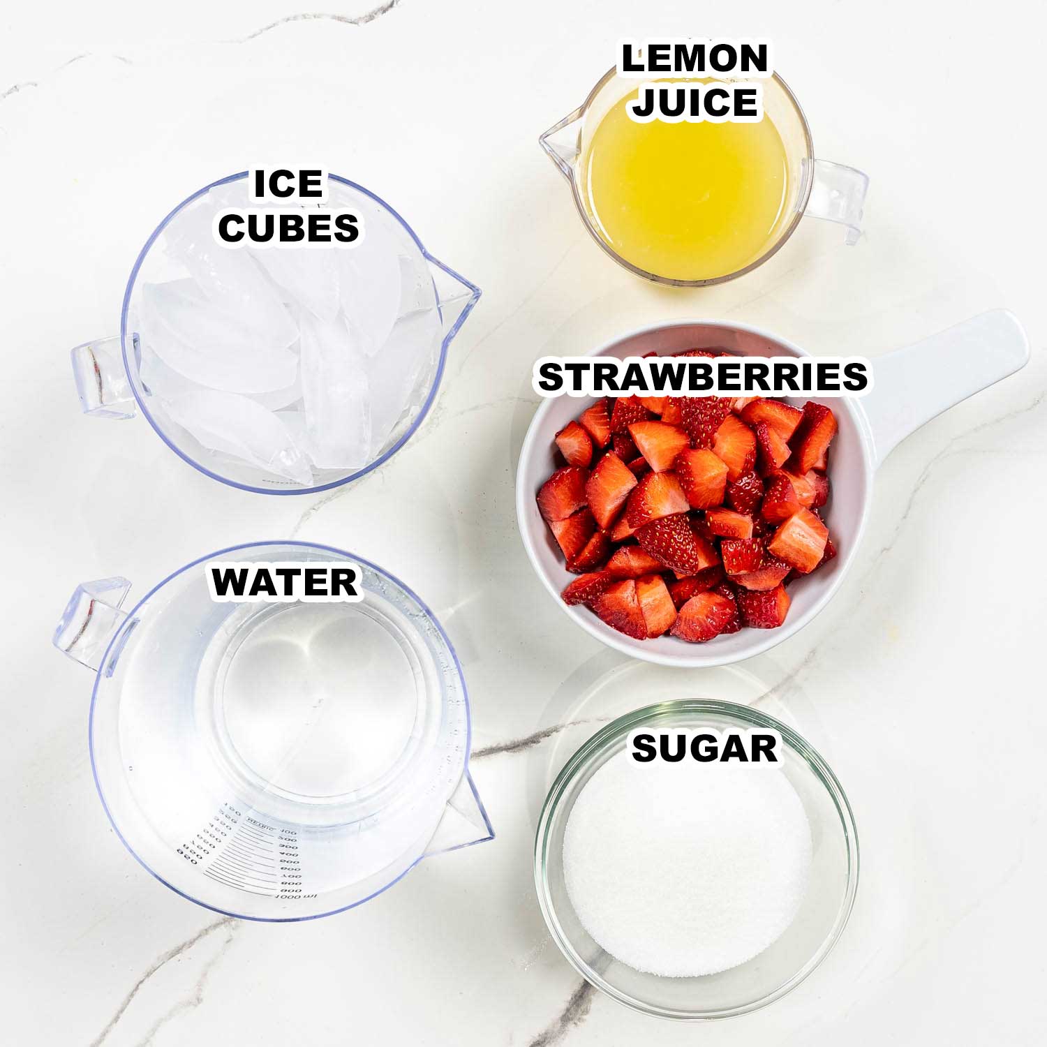 ingredients needed to make strawberry lemonade.