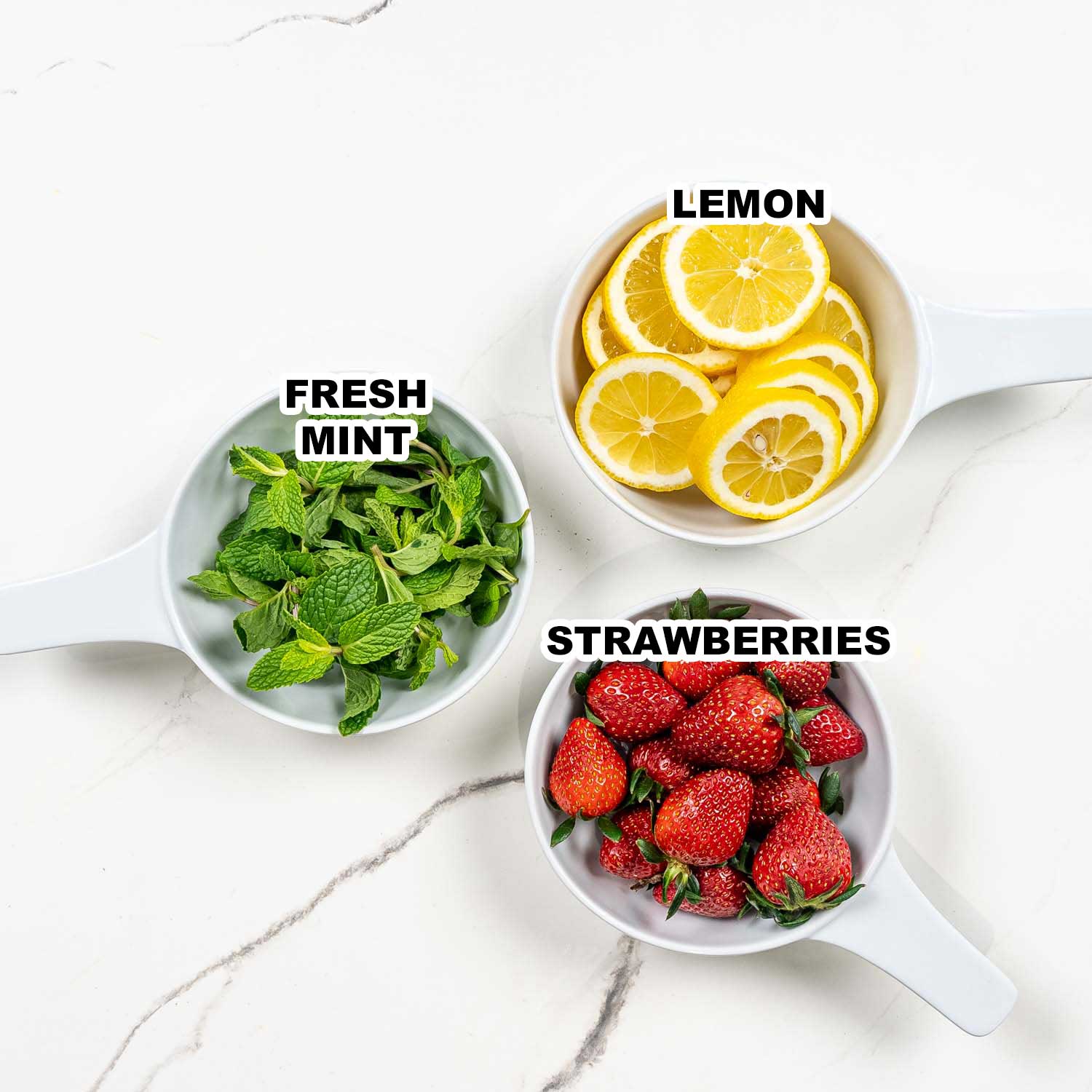 ingredients needed for strawberry lemonade garnish.