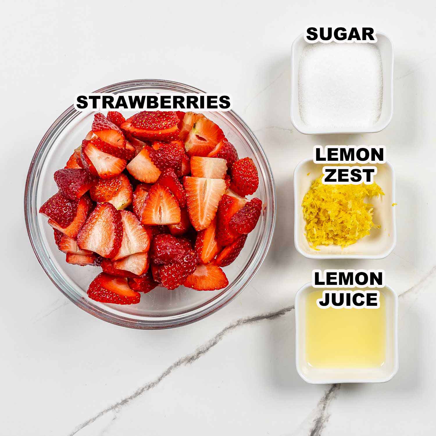 ingredients needed to make strawberry filling for strawberry shortcake.