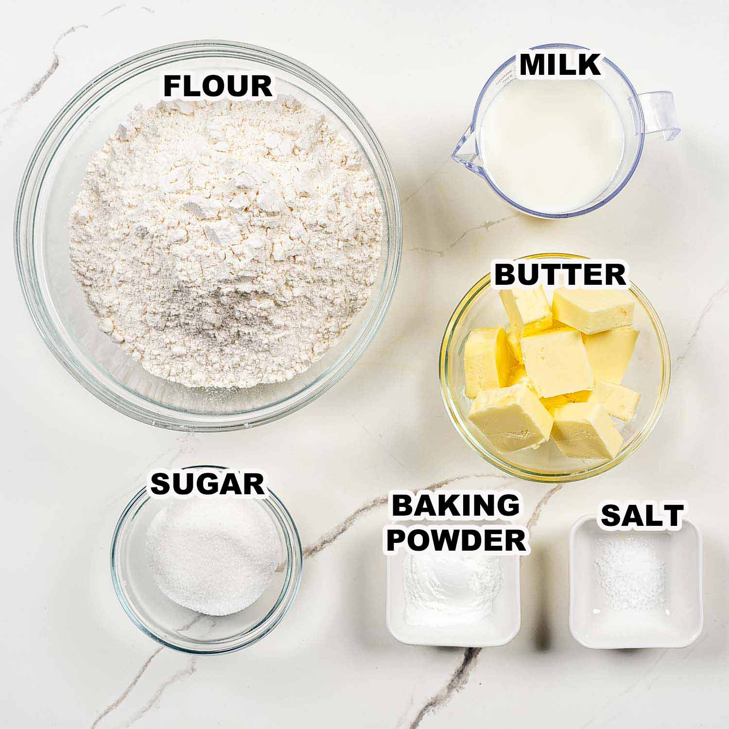 ingredients needed to make biscuits for strawberry shortcake.