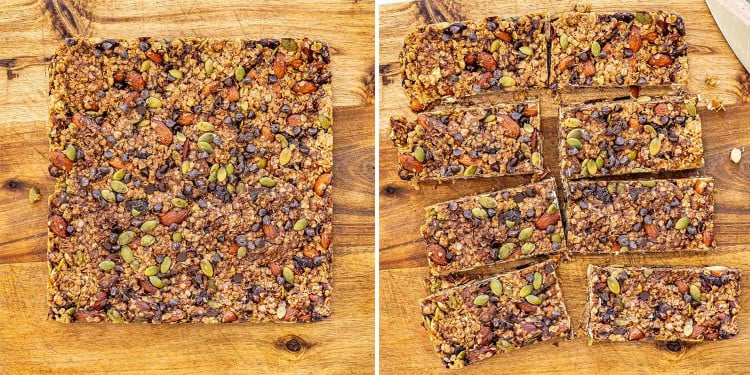 process shots showing how to make granola bars.