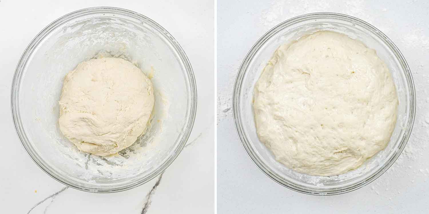 process shots showing how to make turkish bread.