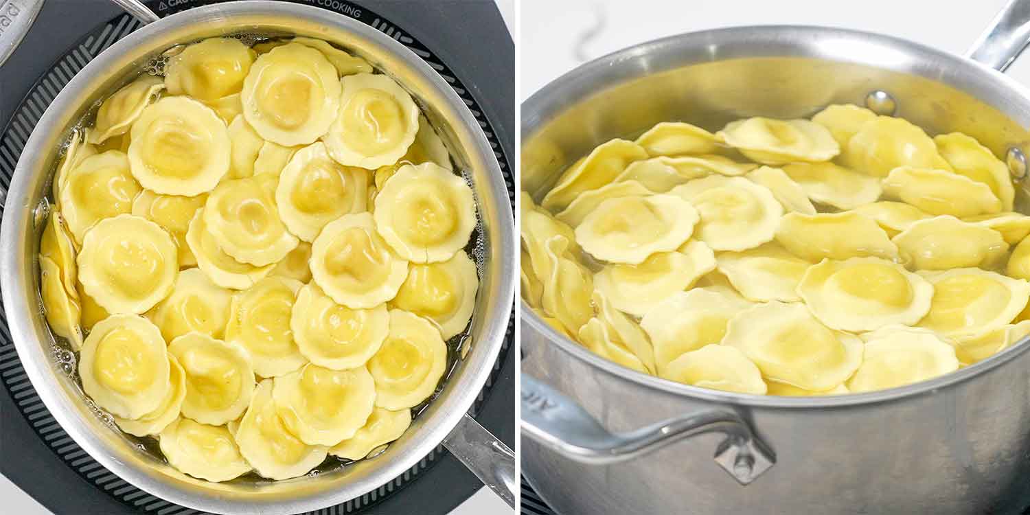 process shots showing how to make creamy ravioli.