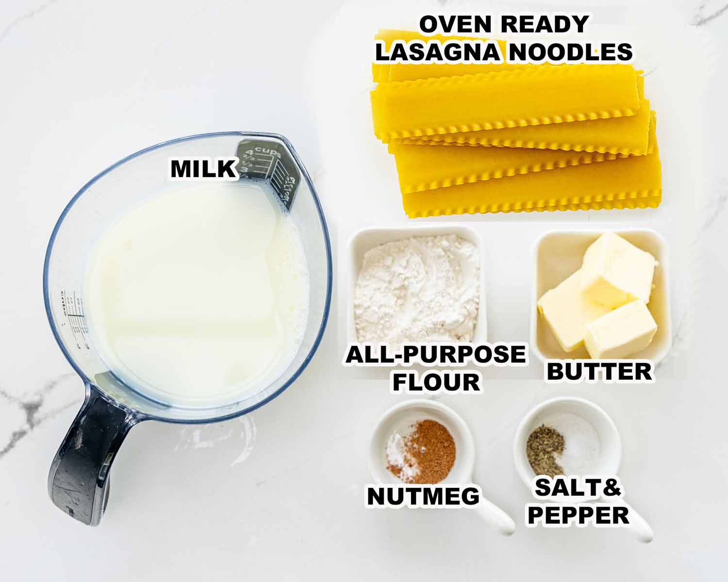 ingredients needed to make vegetable lasagna.