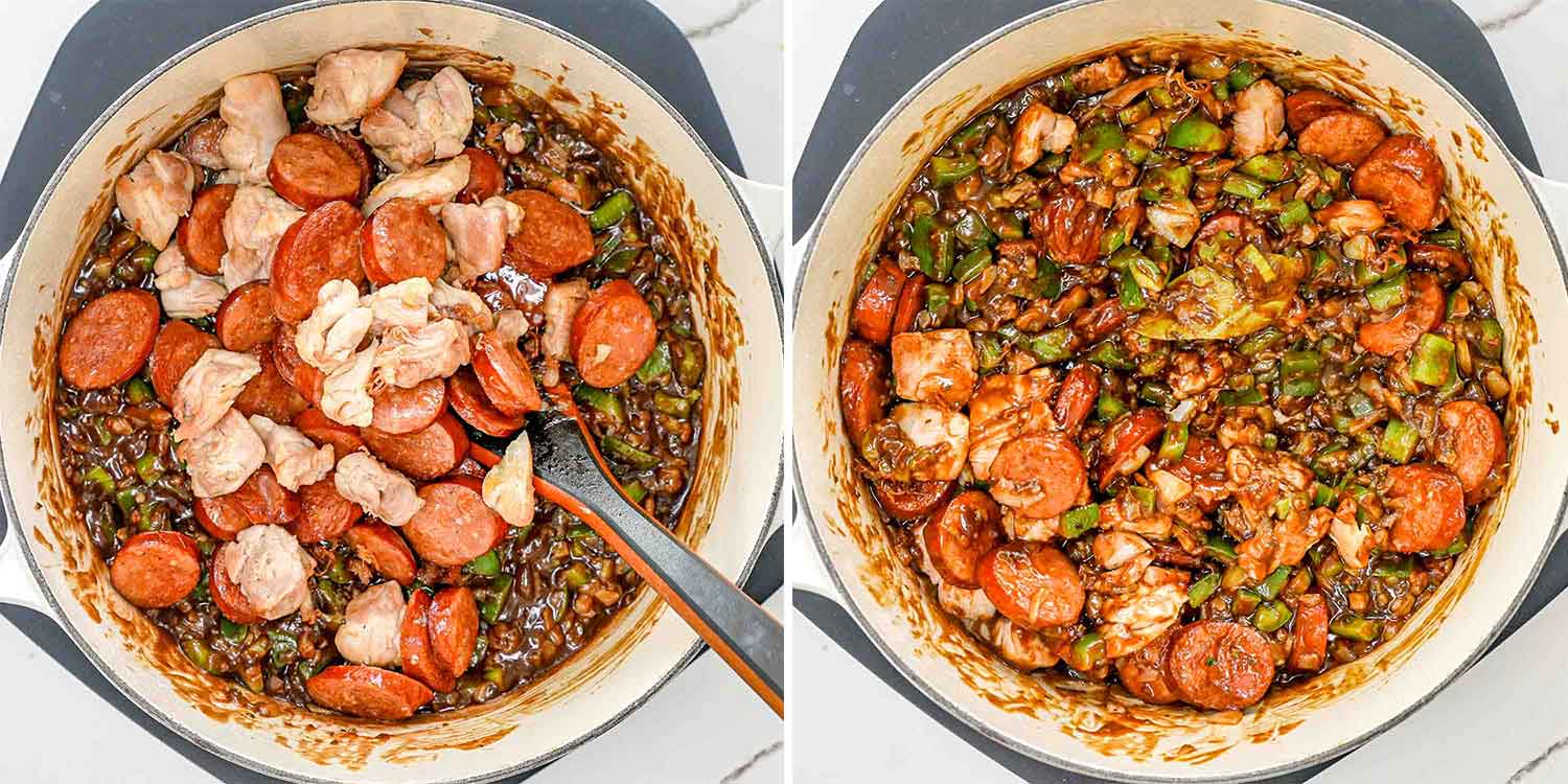 process shots showing how to make gumbo.