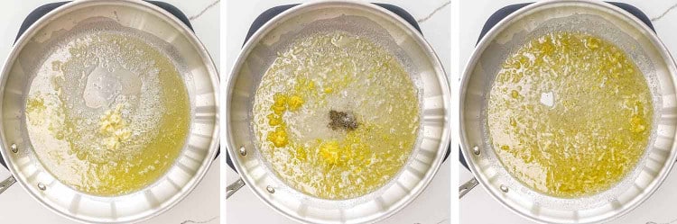 process shots showing how to make lemon pasta.