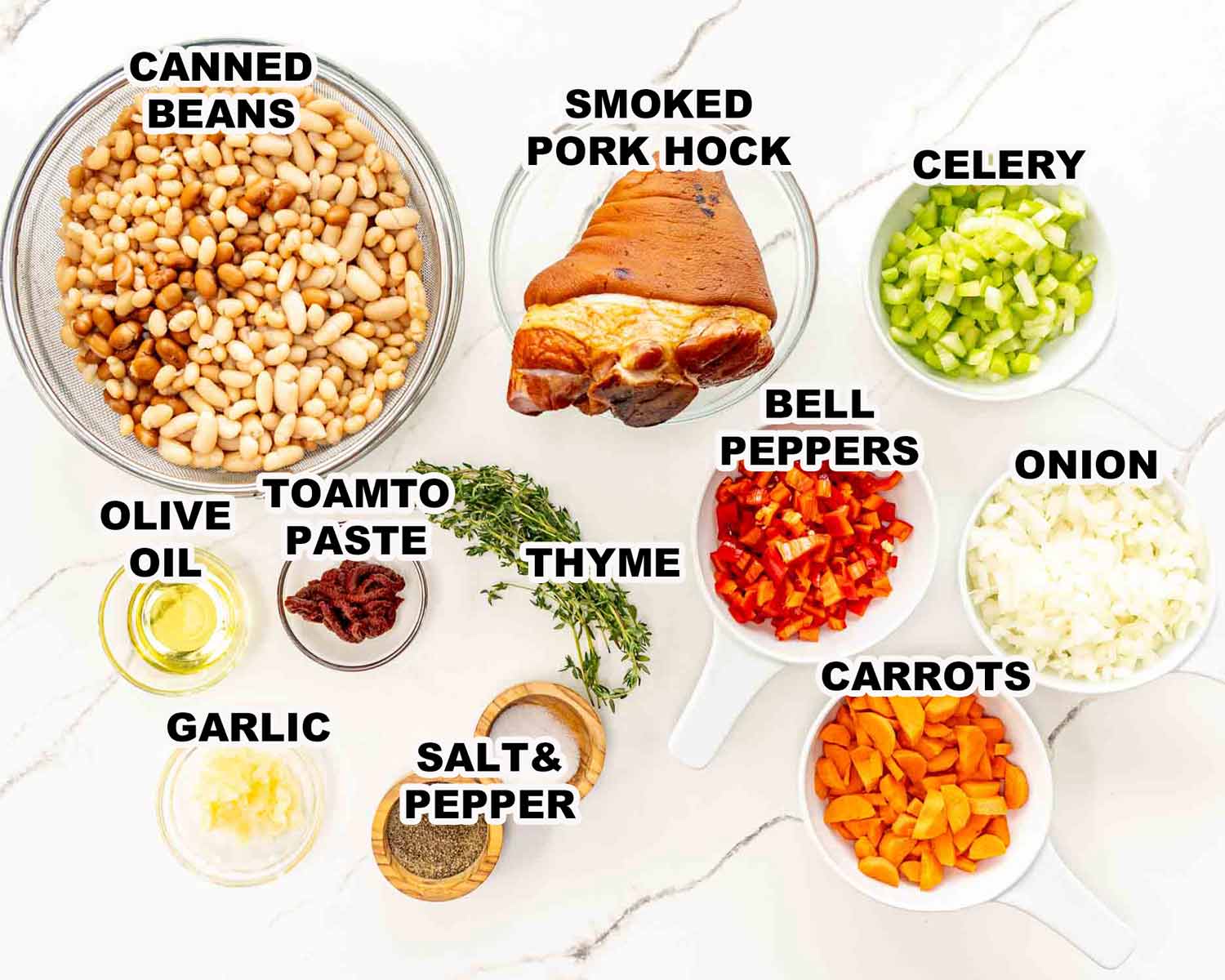 ingredients needed to make pork and beans.