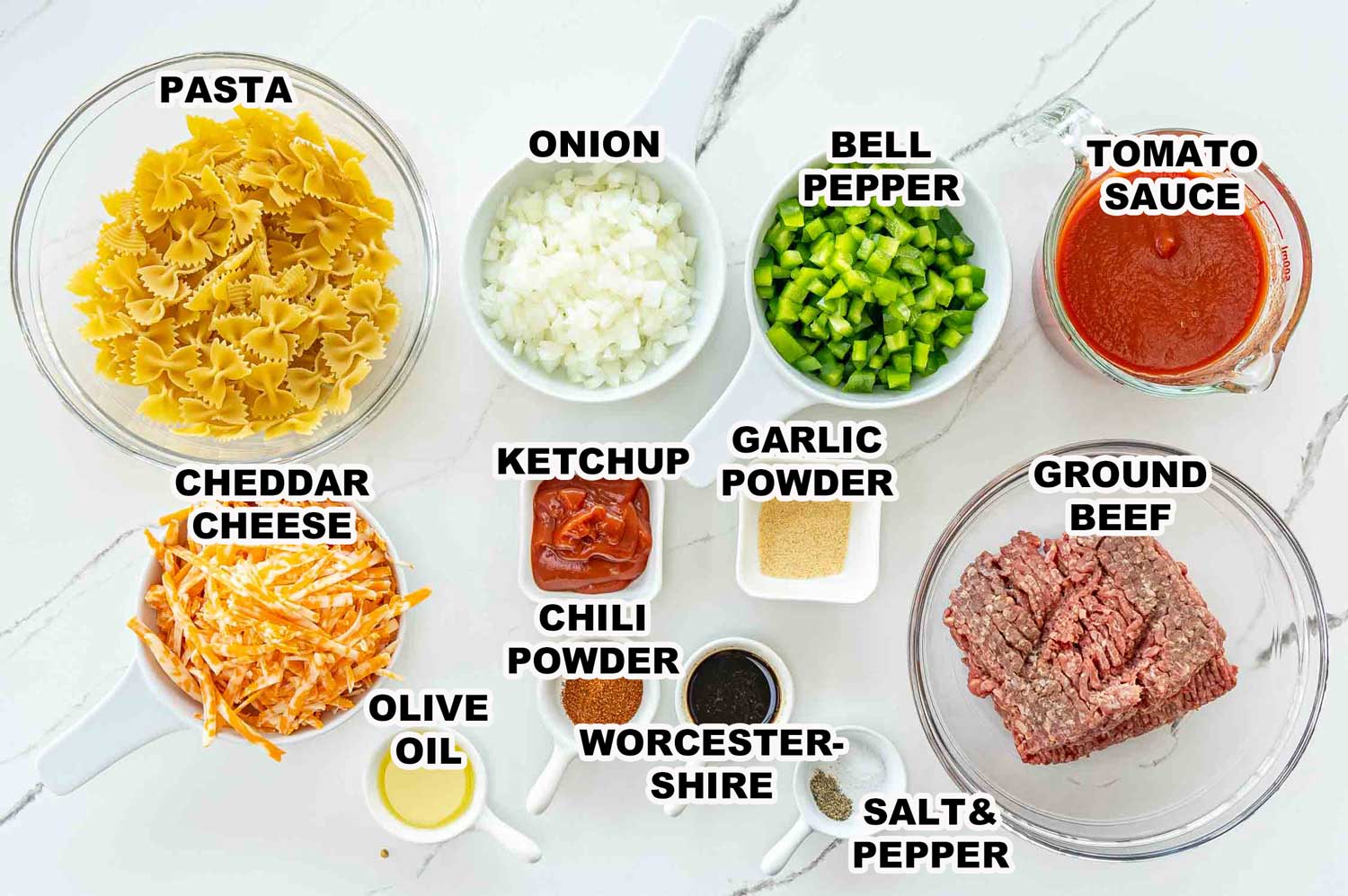 ingredients needed to make sloppy joe casserole.