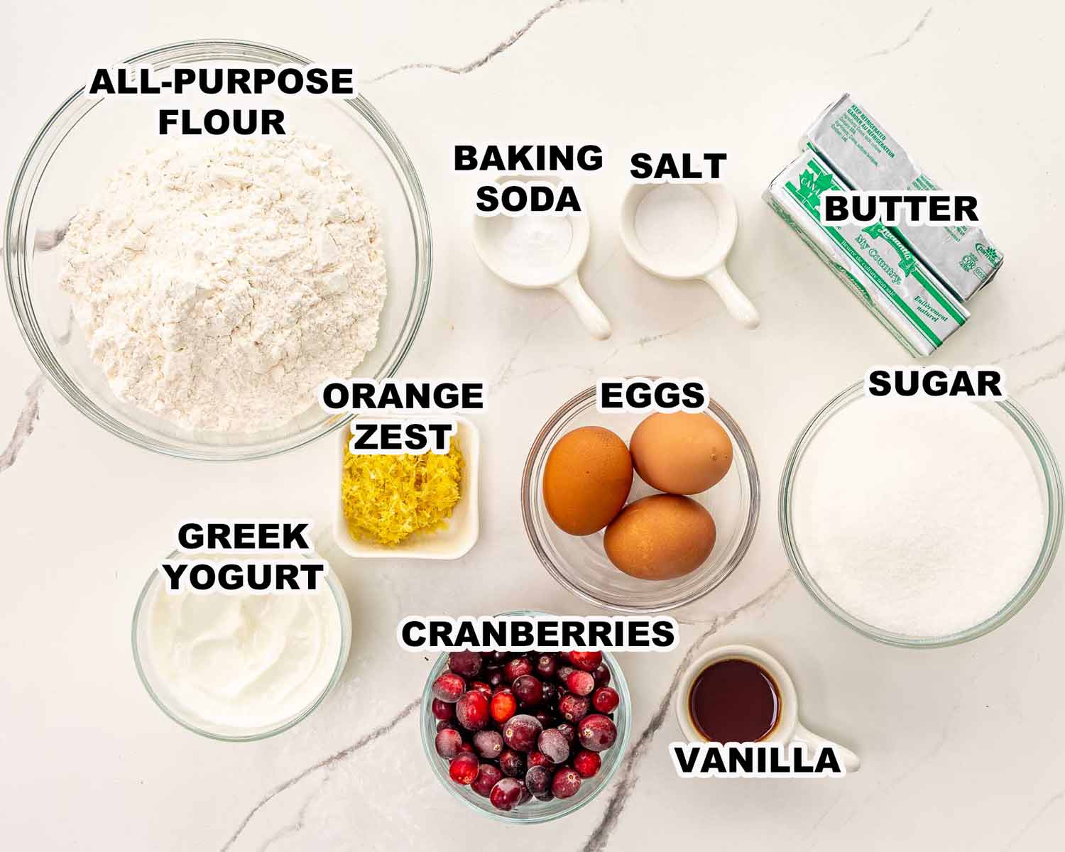 ingredients needed to make cranberry coffee cake.