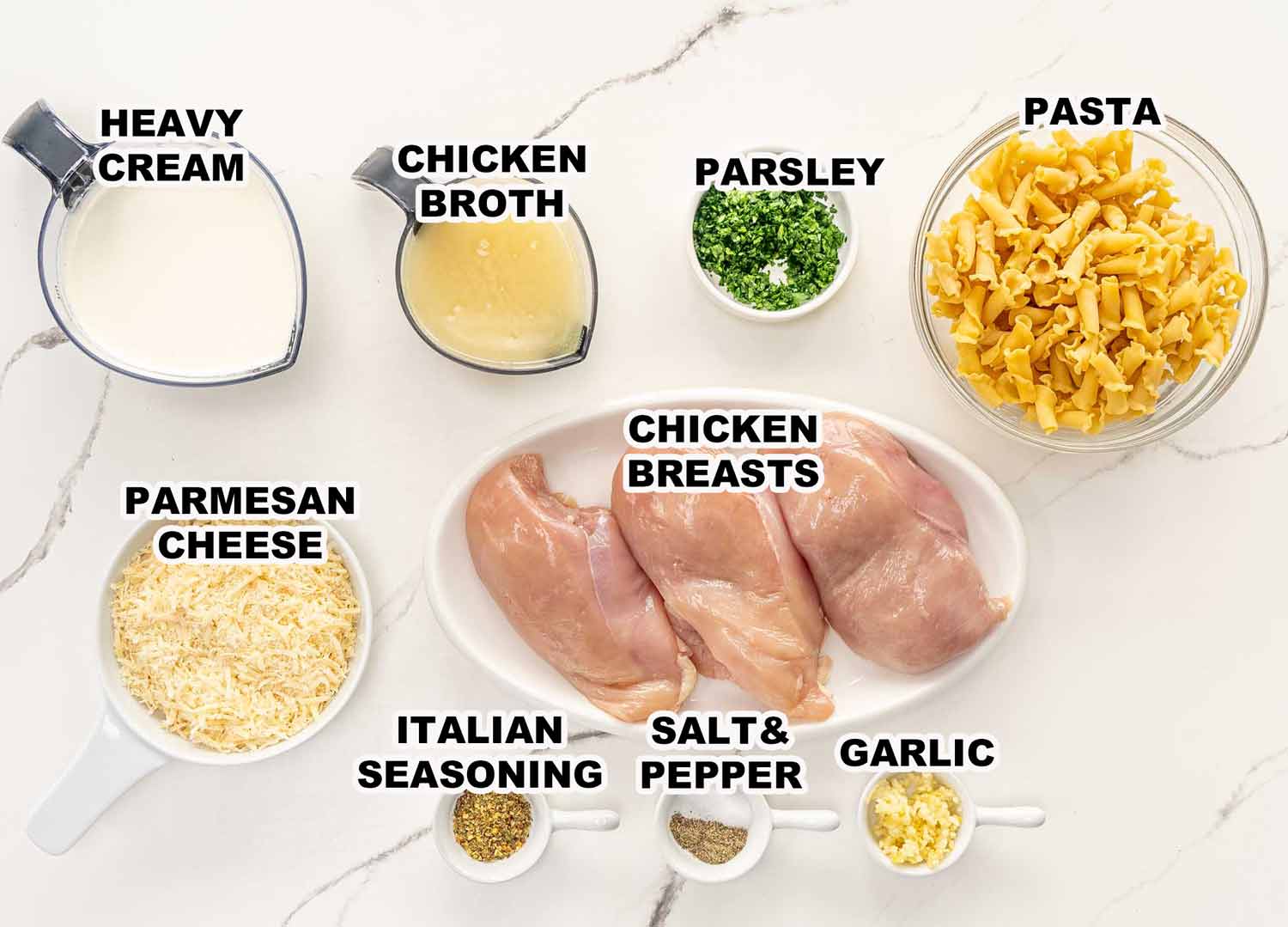 ingredients needed to make crockpot chicken alfredo.