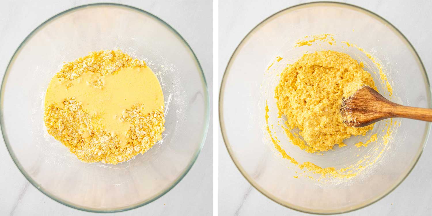 process shots showing how to make hush puppies.