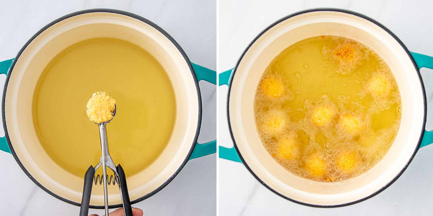 process shots showing how to make hush puppies.