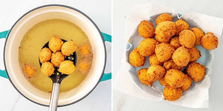 process shots showing how to make hush puppies.