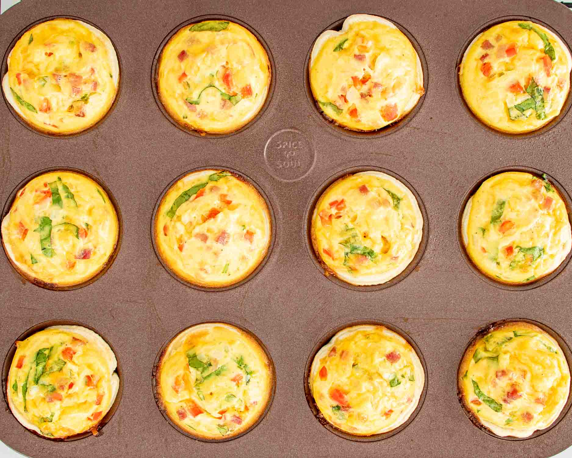 process shots showing how to make mini quiche.