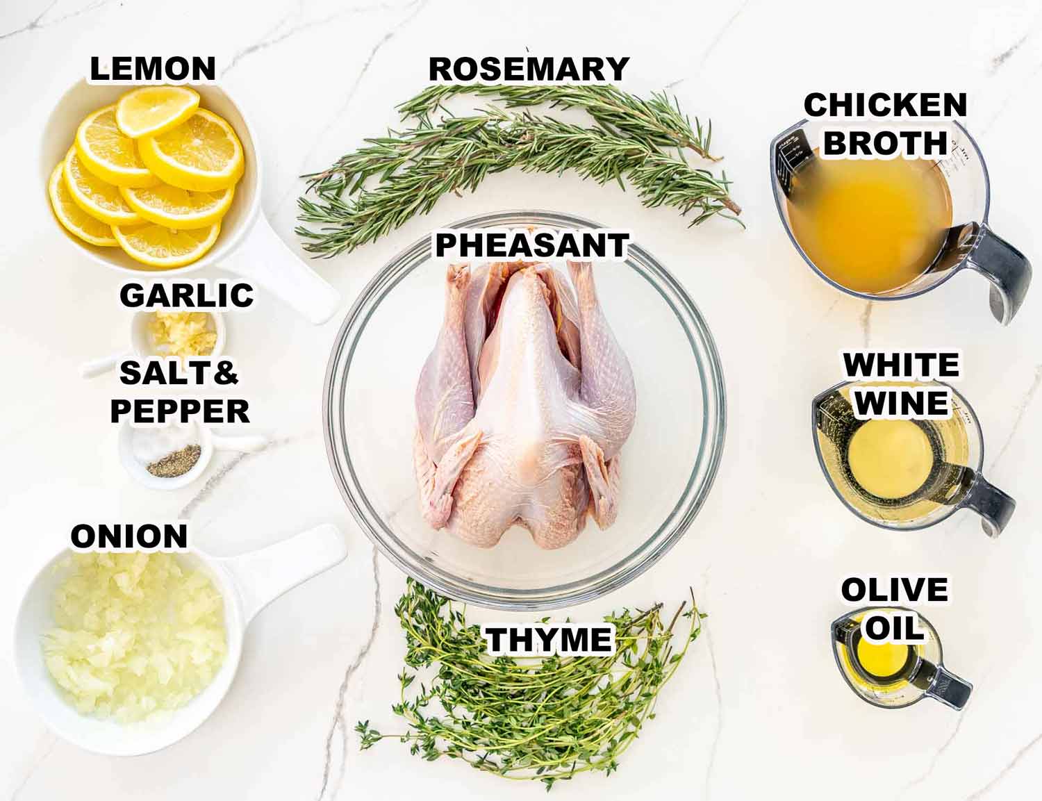 ingredients needed to make roast pheasant.