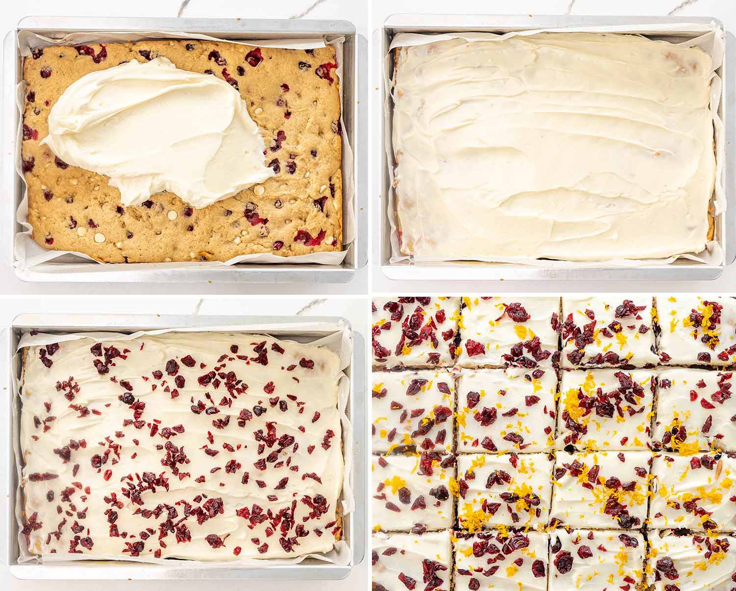 process shots showing how to make cranberry bars.