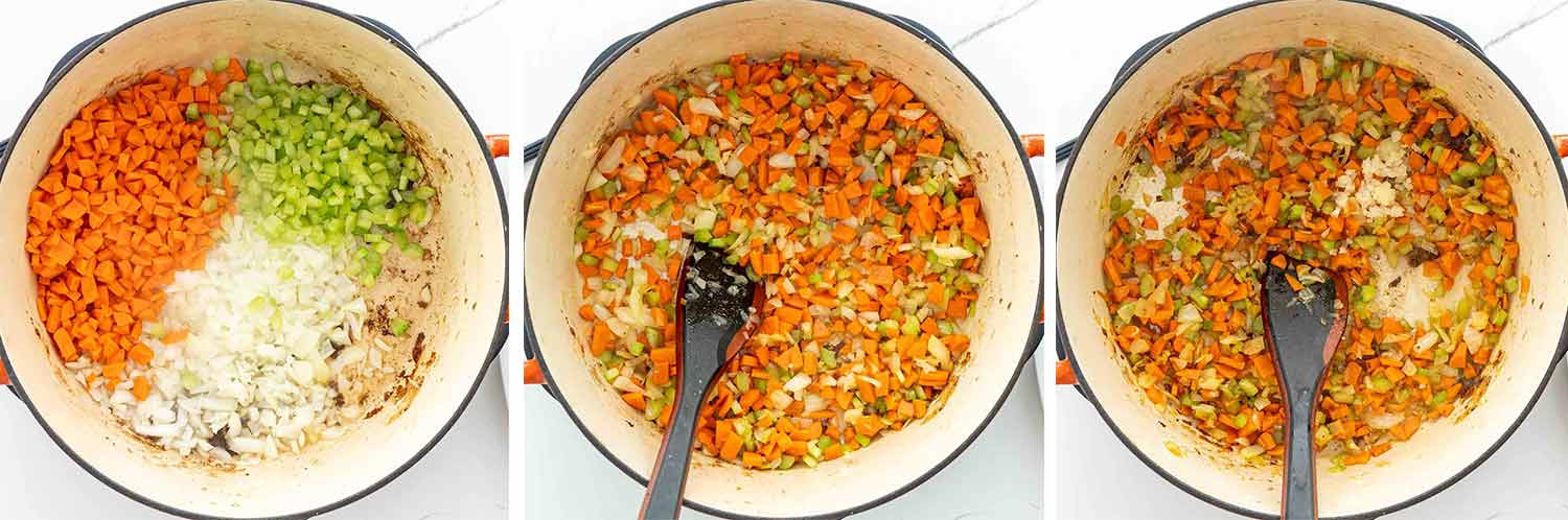 process shots showing how to make osso buco.