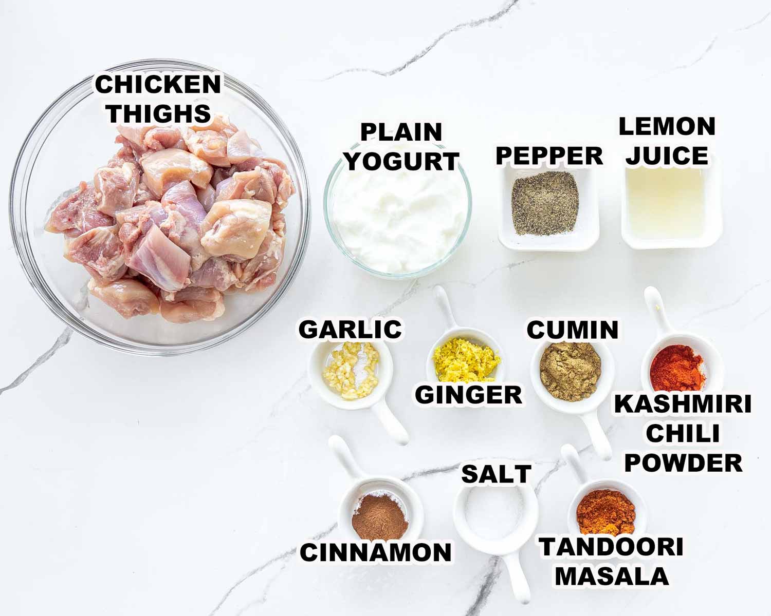 ingredients needed to make chicken tikka masala.