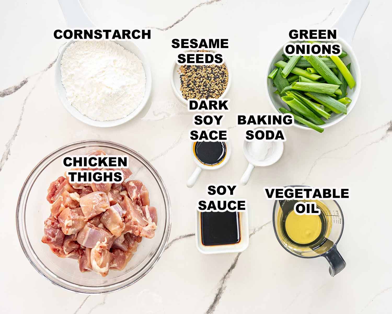 ingredients needed to make general tso's chicken.
