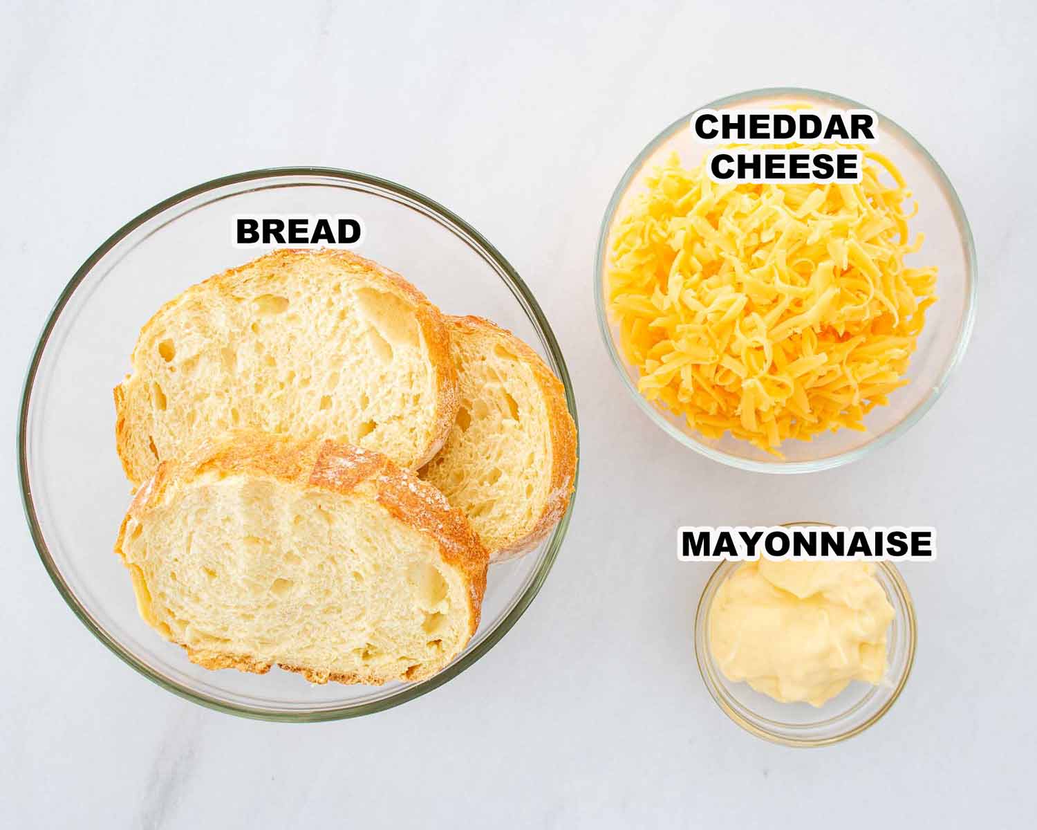 ingredients needed to make grilled cheese sandwich.