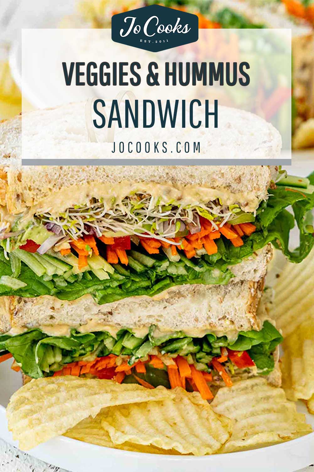 pin for veggie and hummus sandwich.