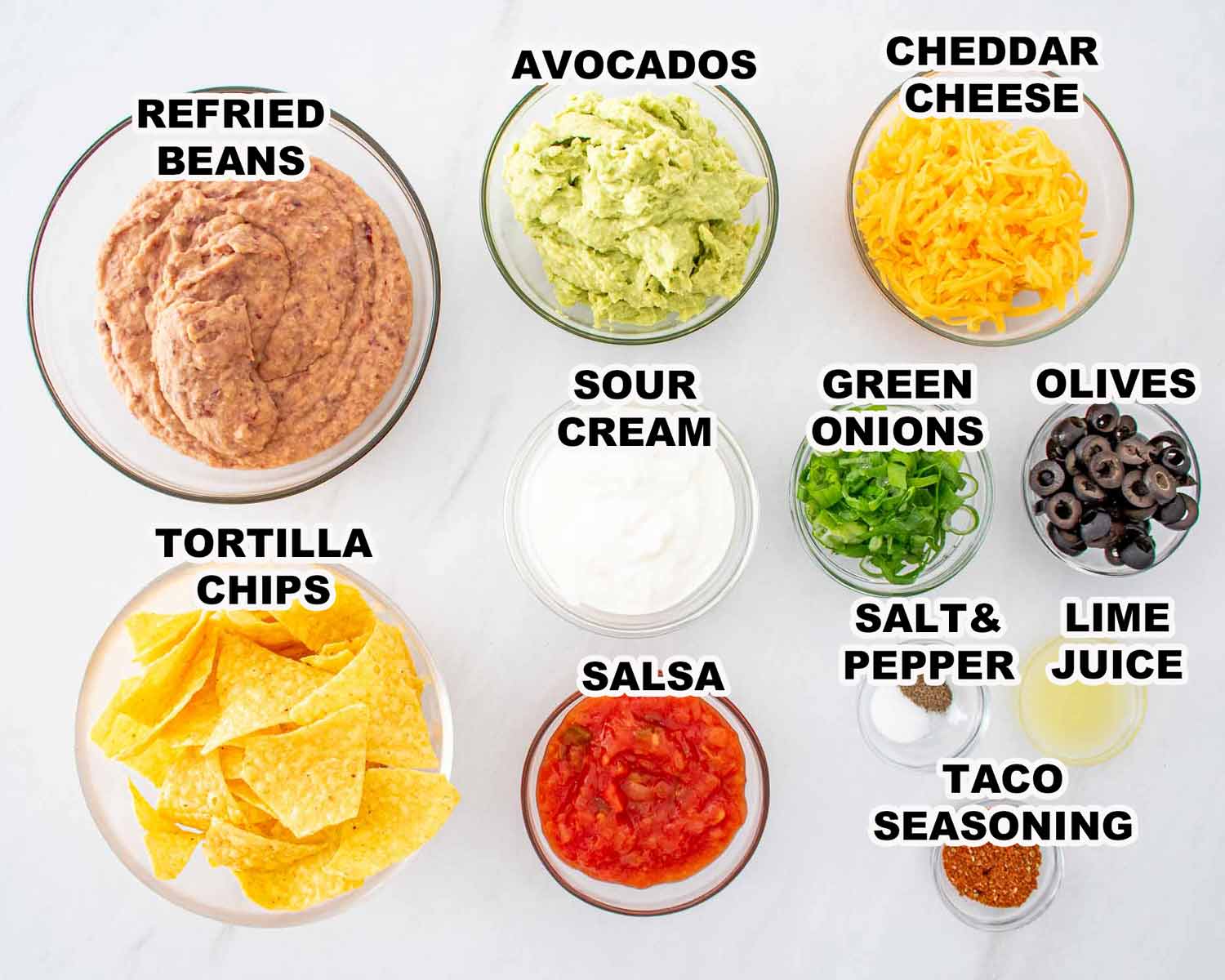 ingredients needed to make 7 layer dip.