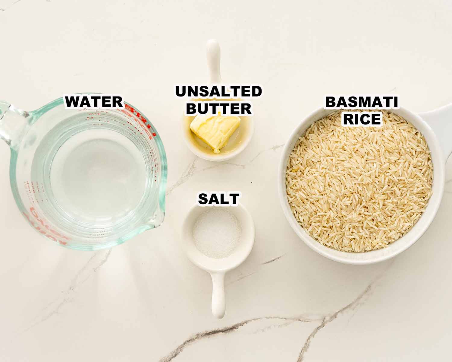 ingredients needed to make basmati rice.