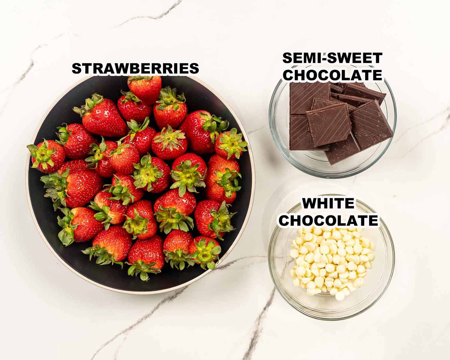ingredients needed to make chocolate covered strawberries.