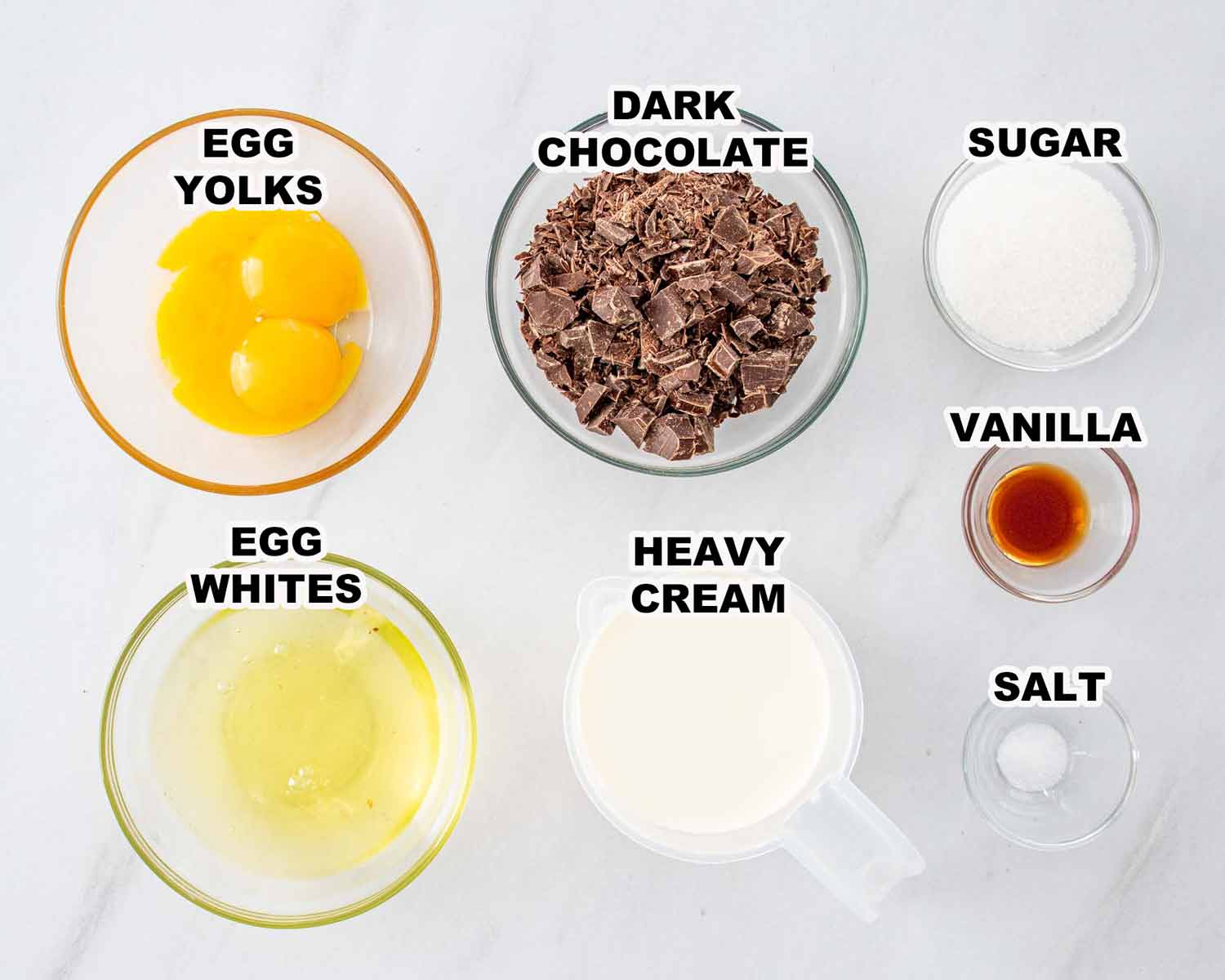 ingredients needed to make chocolate mousse.