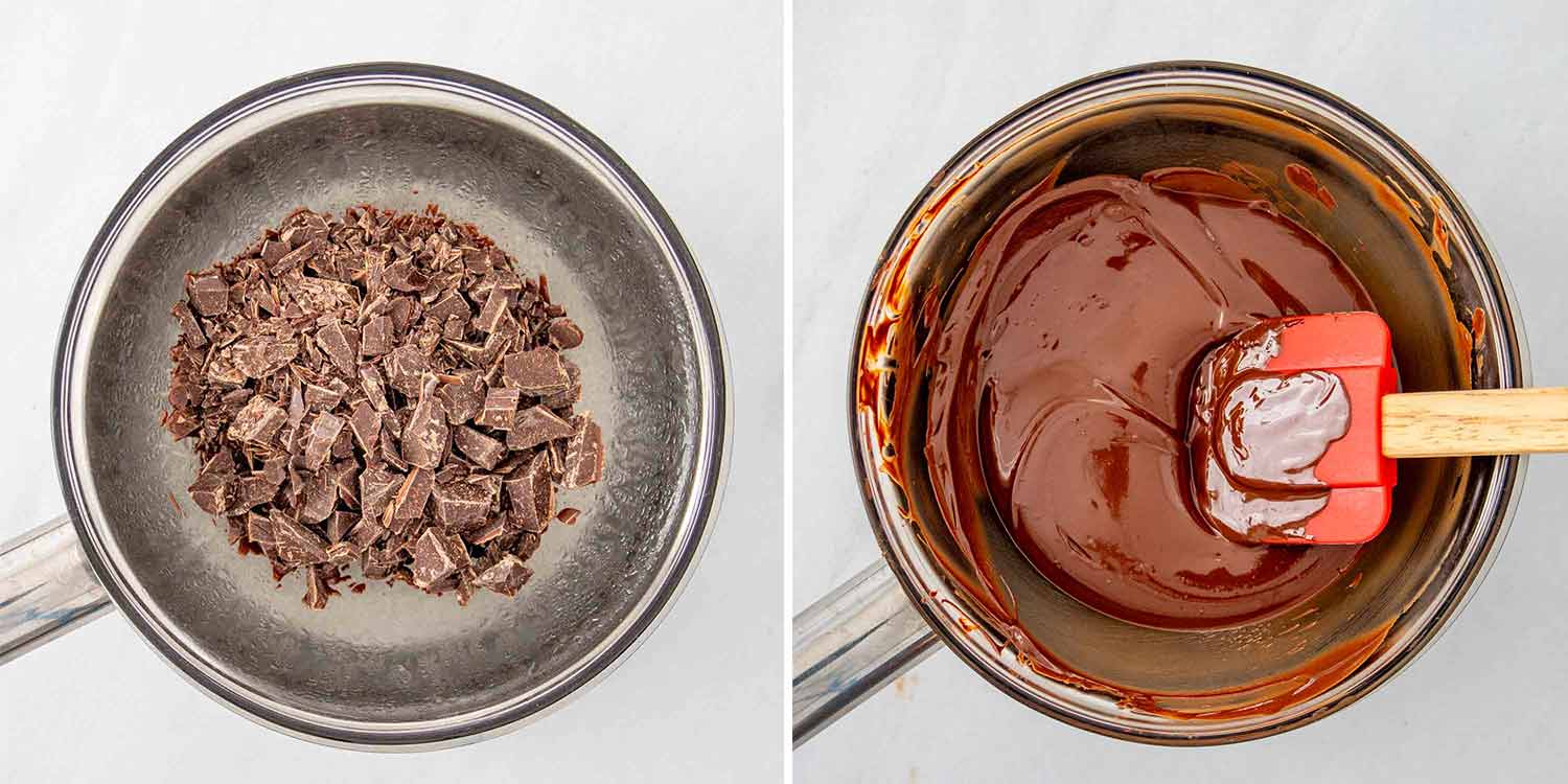 process shots showing how to make chocolate mousse.