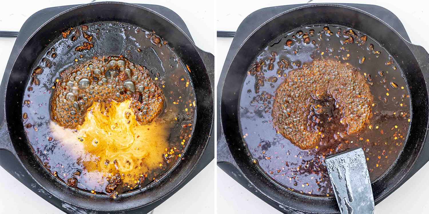 process shots showing how to make honey garlic chicken bites.