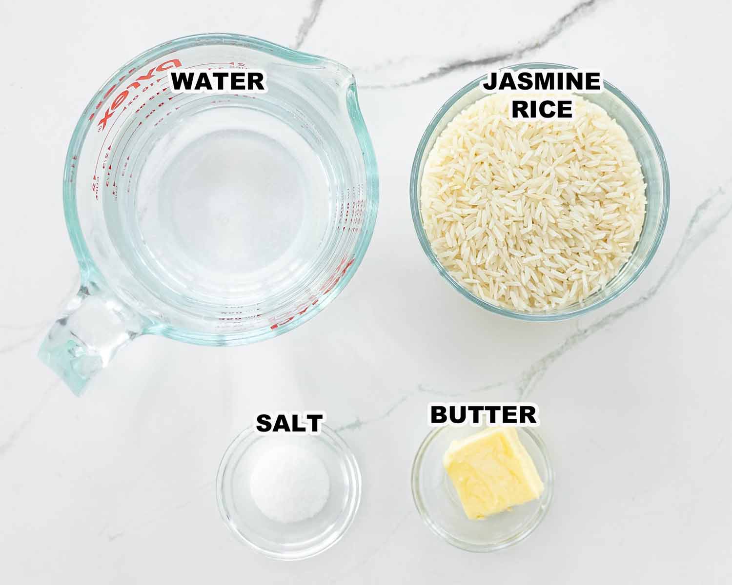 ingredients needed to make jasmine rice.