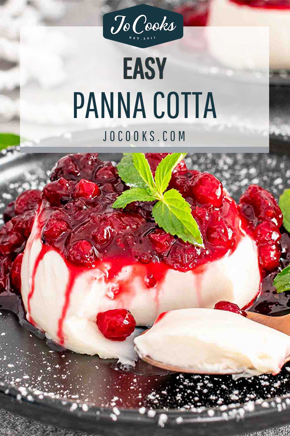 pin for panna cotta with berry sauce.