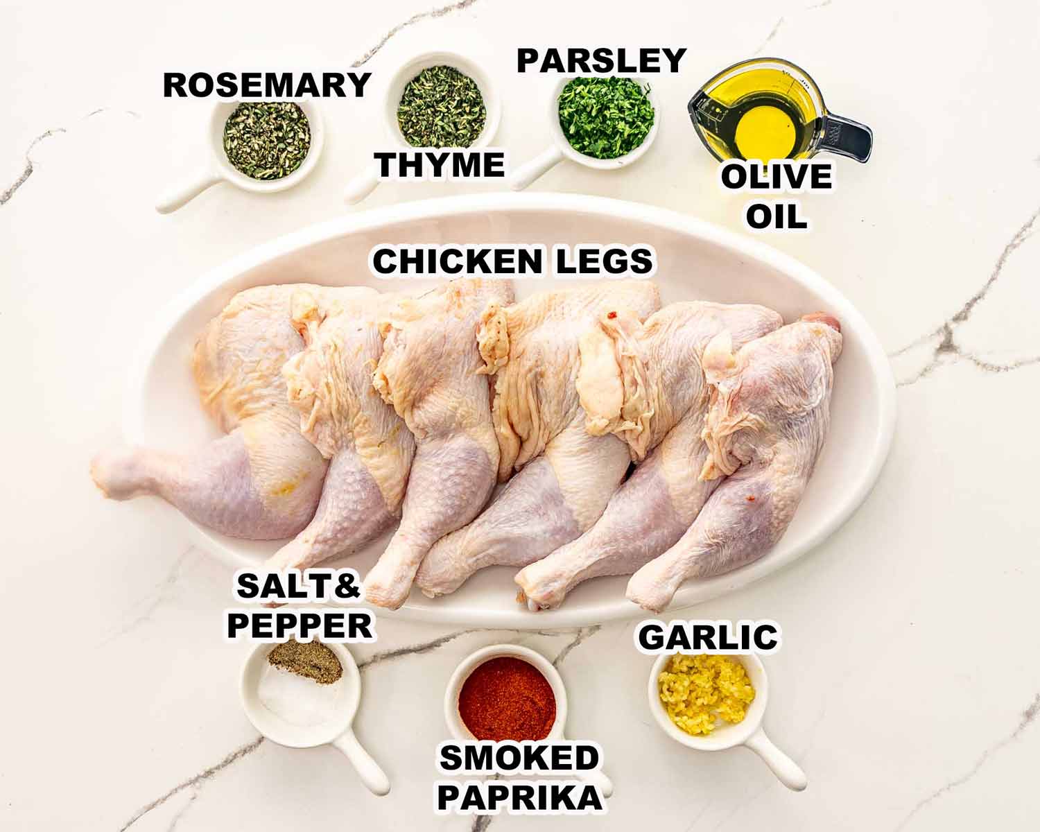 ingredients needed to make baked chicken legs.