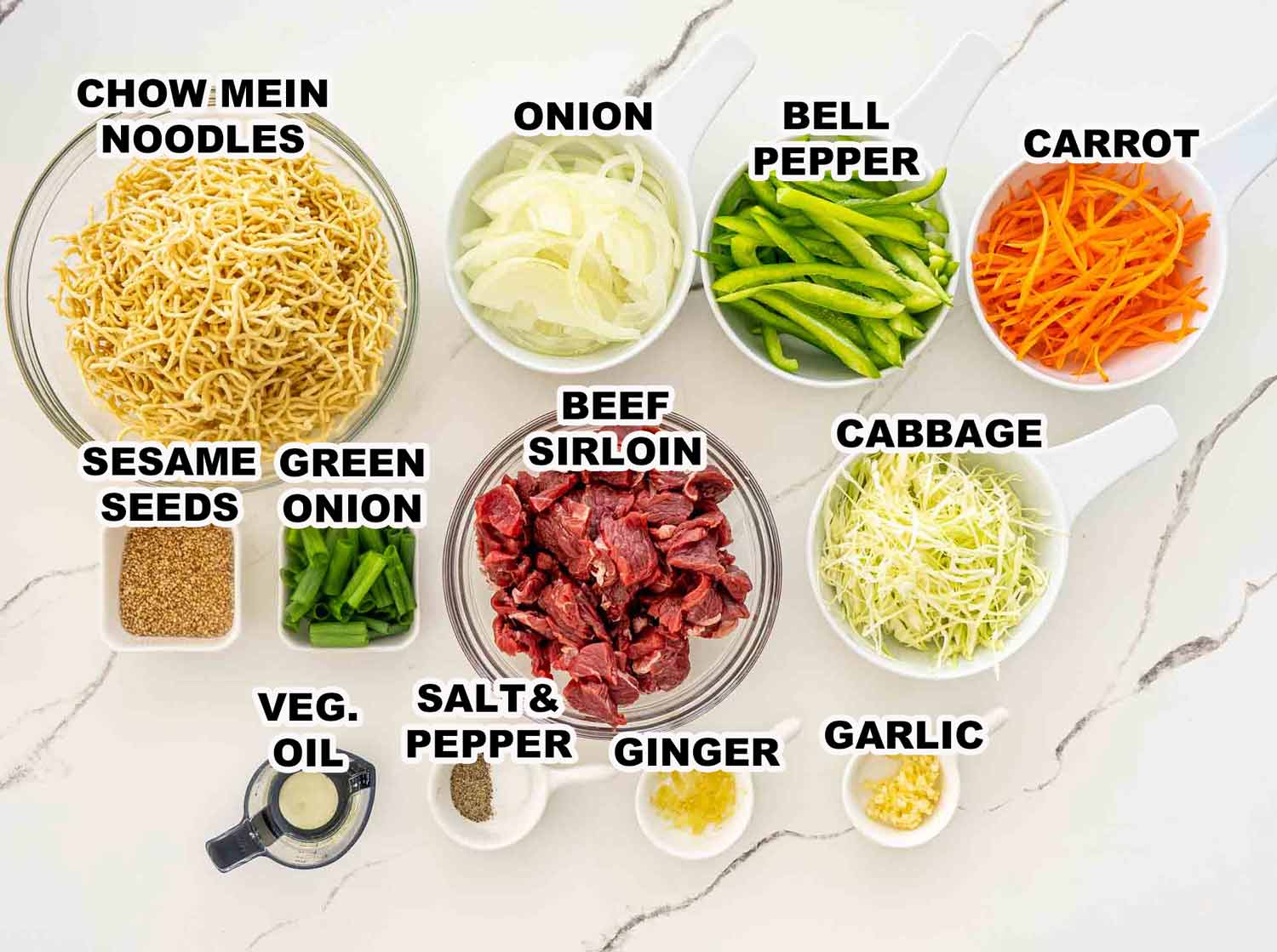 ingredients needed to make beef chow mein.