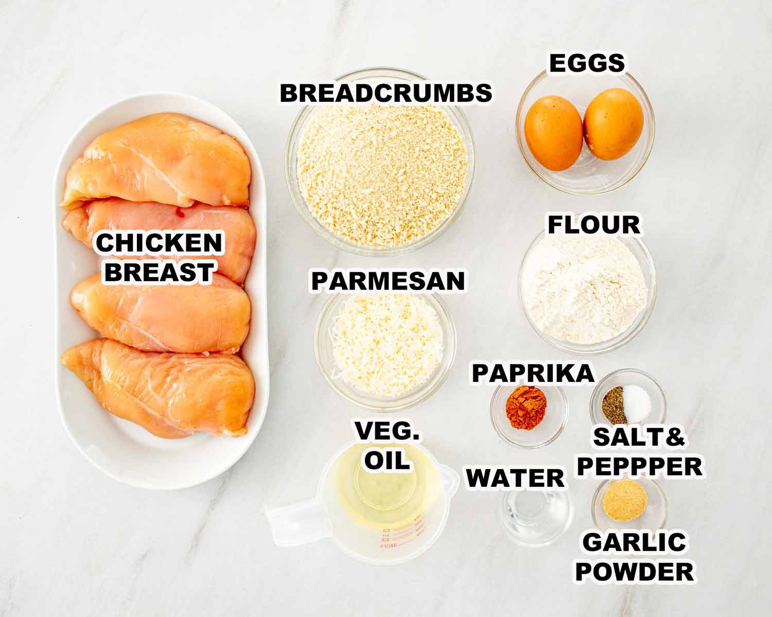 ingredients needed to make chicken cutlets.