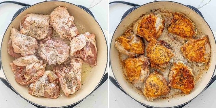 process shots showing how to make chicken provencal.