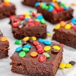 cosmic brownies on a piece of parchment paper.
