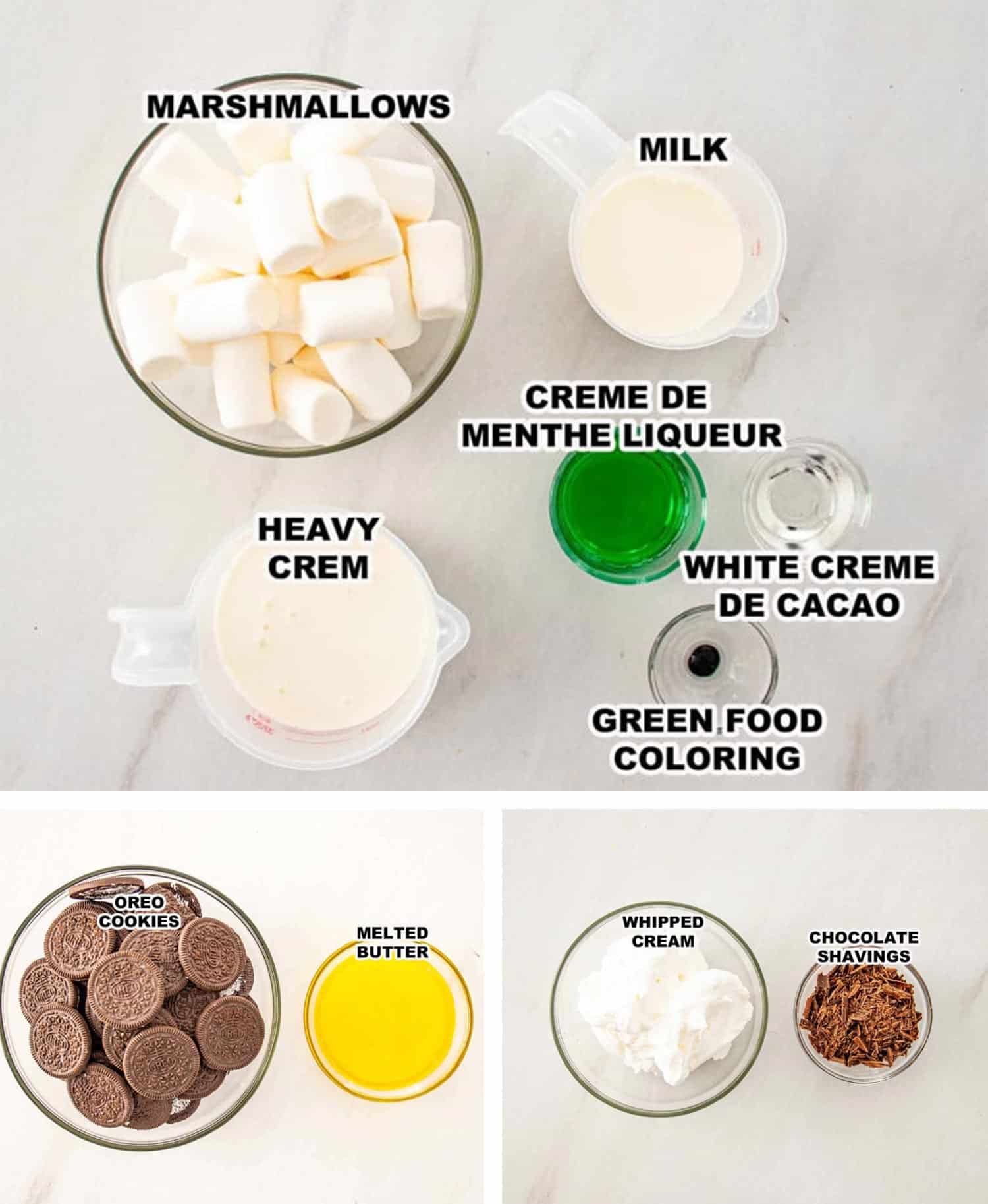 ingredients needed to make grasshopper pie.