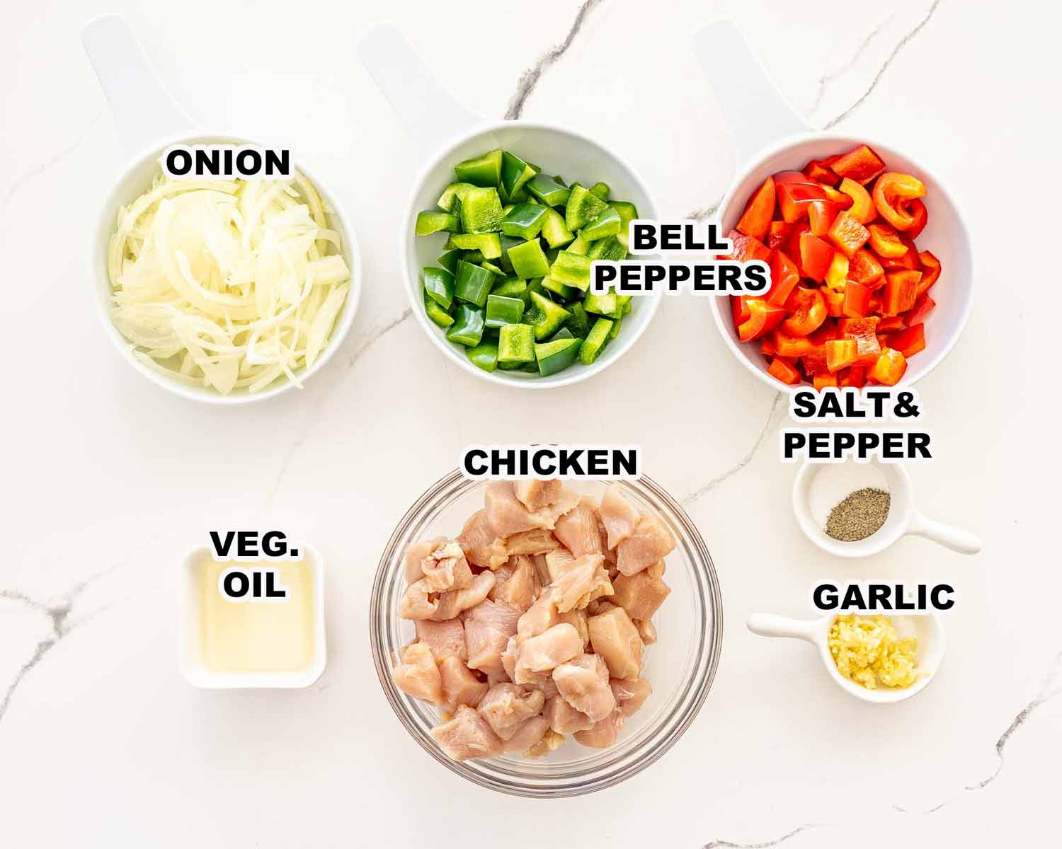 ingredients needed to make pepper chicken stiry fry.