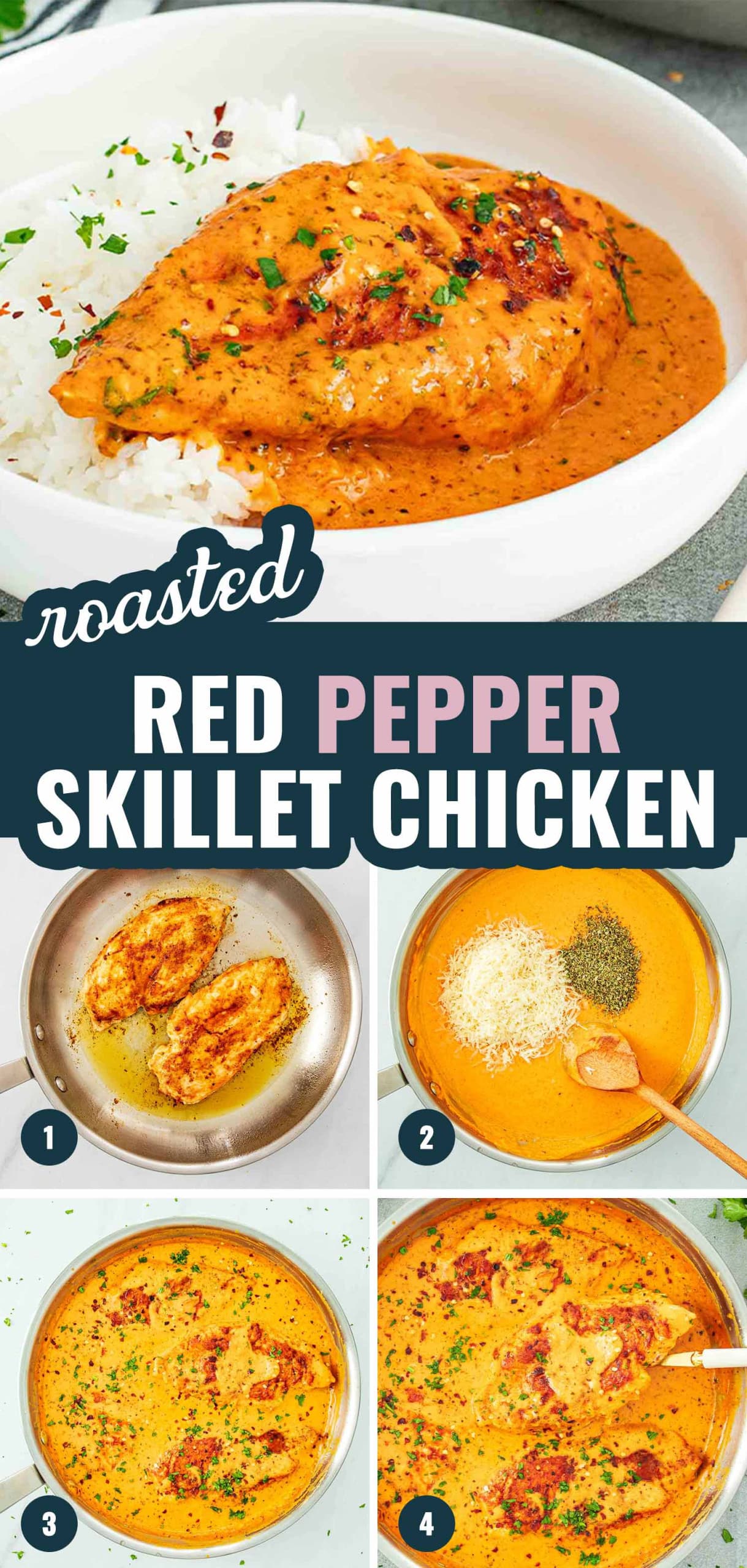 pin for roasted red pepper skillet chicken.