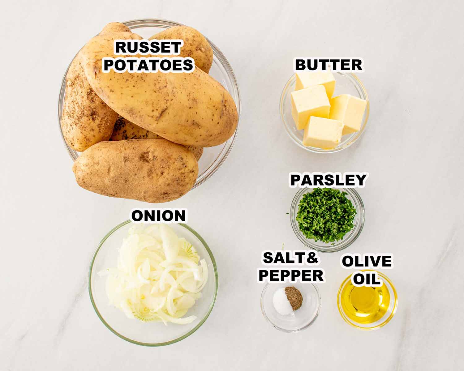 ingredients needed to make lyonnaise potatoes.