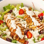 tzatziki chicken salad in a large bowl.